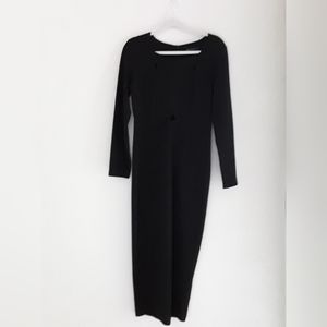 Black Long Sleeve Cutout Bodycon Midi Dress